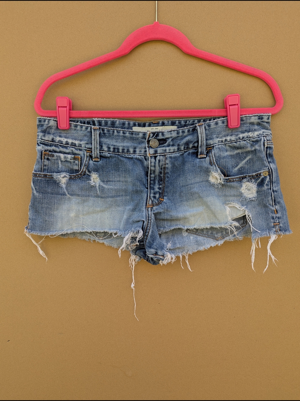 Abercrombie & Fitch Distressed Light Blue Denim Jean Shorts